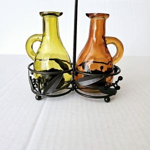 Yankee candle oil vinegar tea light cruet set glass metal holder votive  handle